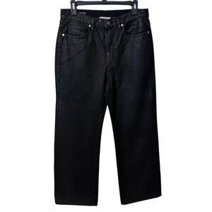 VIAVIA Made in Italy Black Coated Denim Jeans - High Rise Wide Leg - Size 29